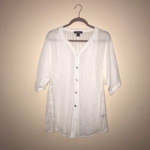 ⚡️Kaktus Long White Shirt Top Lace Details Size S